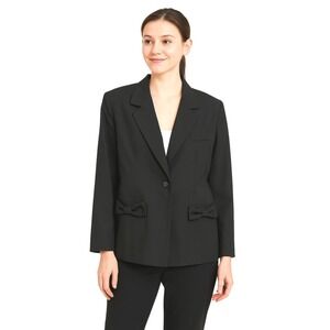 LUSH Jacket XS Black‎ Bow Pocket Detail Single Button Stretch Notched Lapel NEW